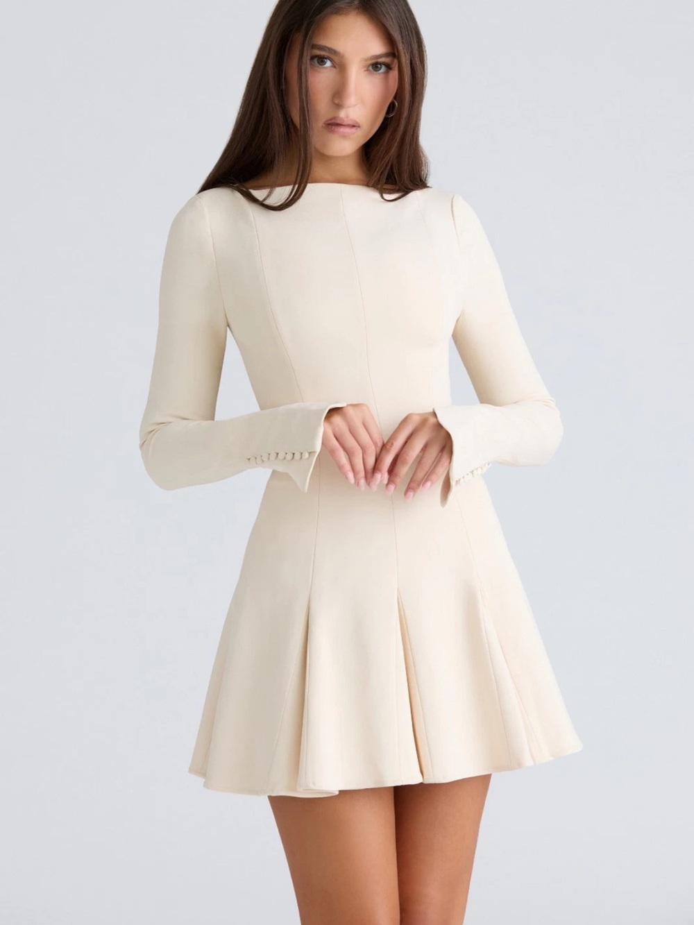 House of CB FRANCESCA
Vintage Cream Stretch Crepe Godet Mini Dress